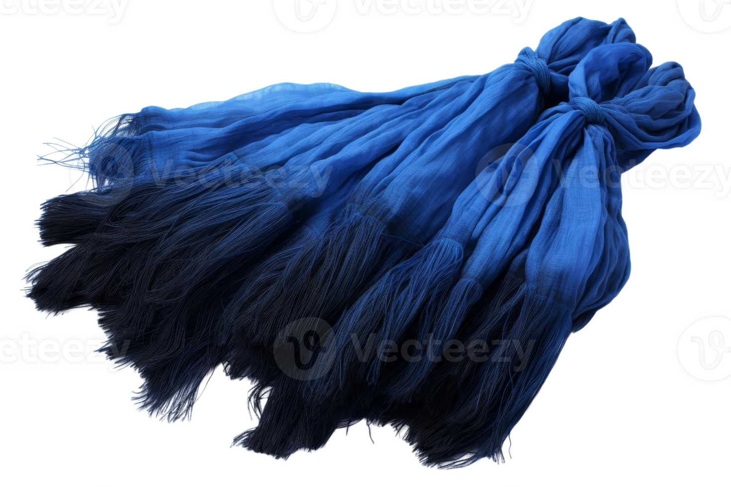 Close-up of dark blue silk thread bundles isolated on white, showcasing the rich texture and color, ideal for textile and fabric projects. png