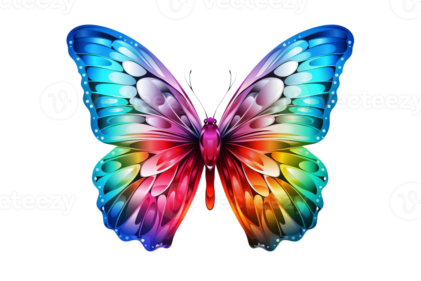 Vibrant and colorful butterfly with intricate wing patterns, symbolizing beauty, transformation, and nature. Perfect for creative projects. png