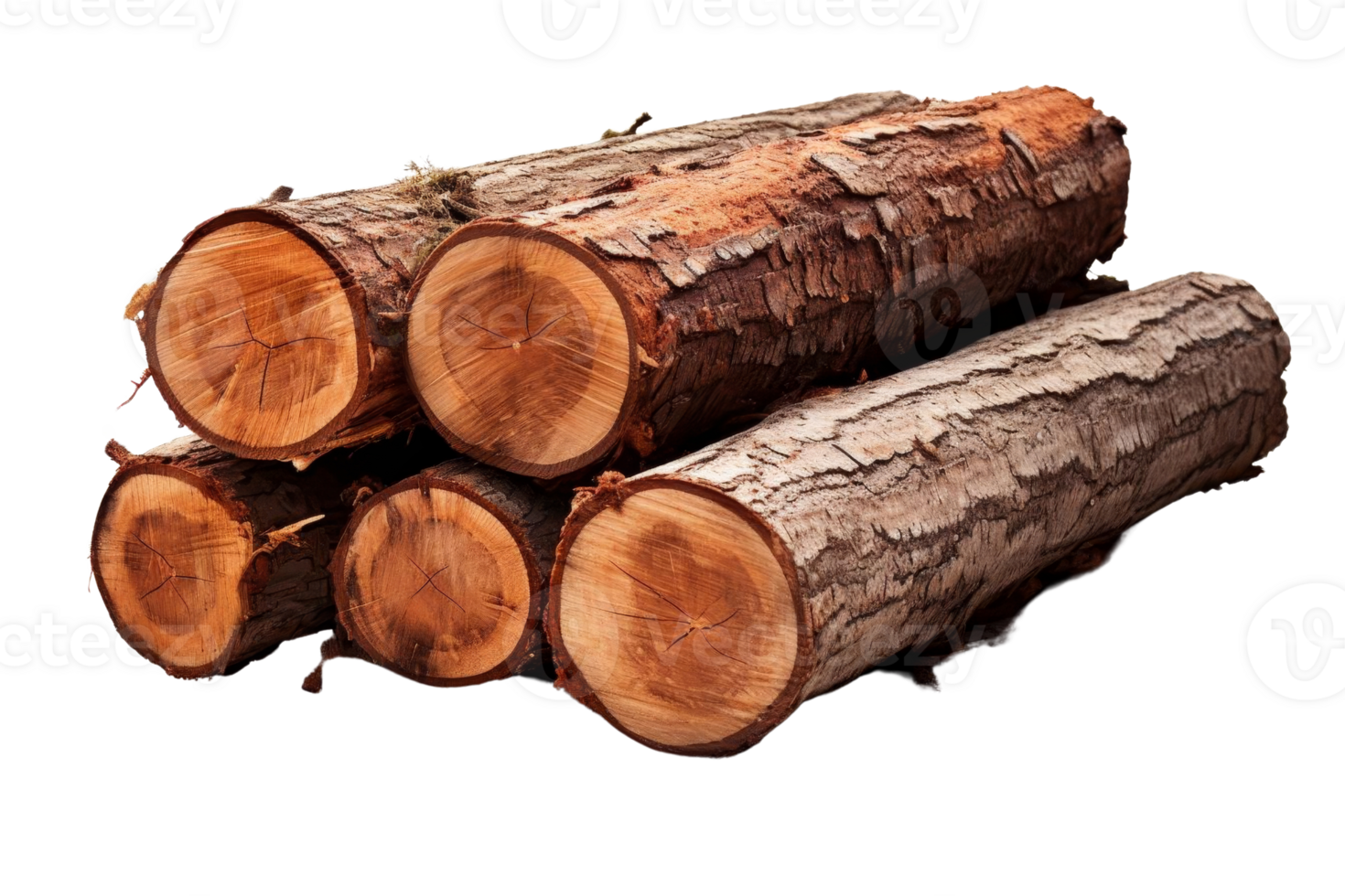 Stack of cut wooden logs isolated on transparent background. Perfect for lumber, firewood, forestry, and natural wood texture projects. png
