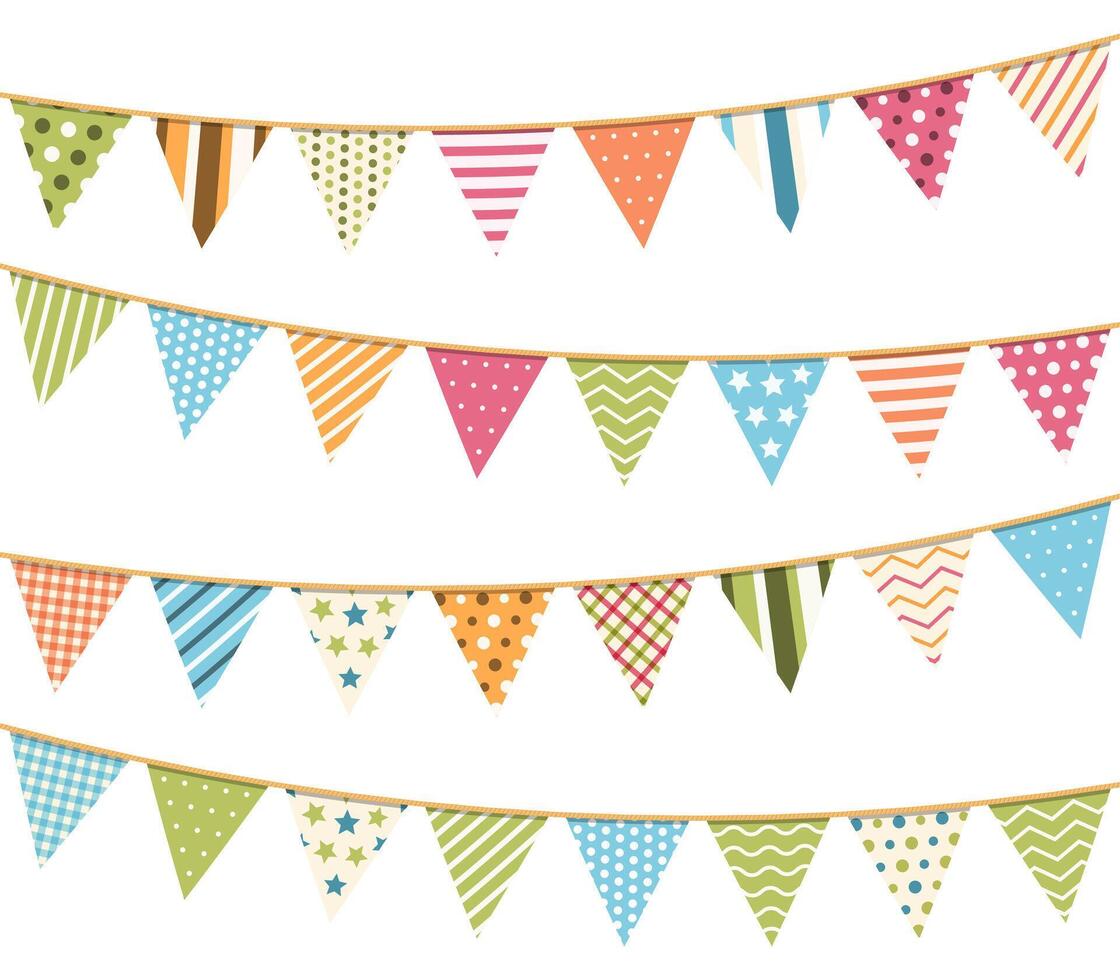 Different colorful bunting for decoration of invitations, greeting cards etc, bunting flags vector