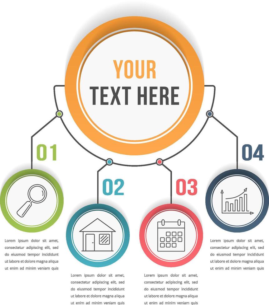 Infographic template with four steps or options, workflow, process diagram vector