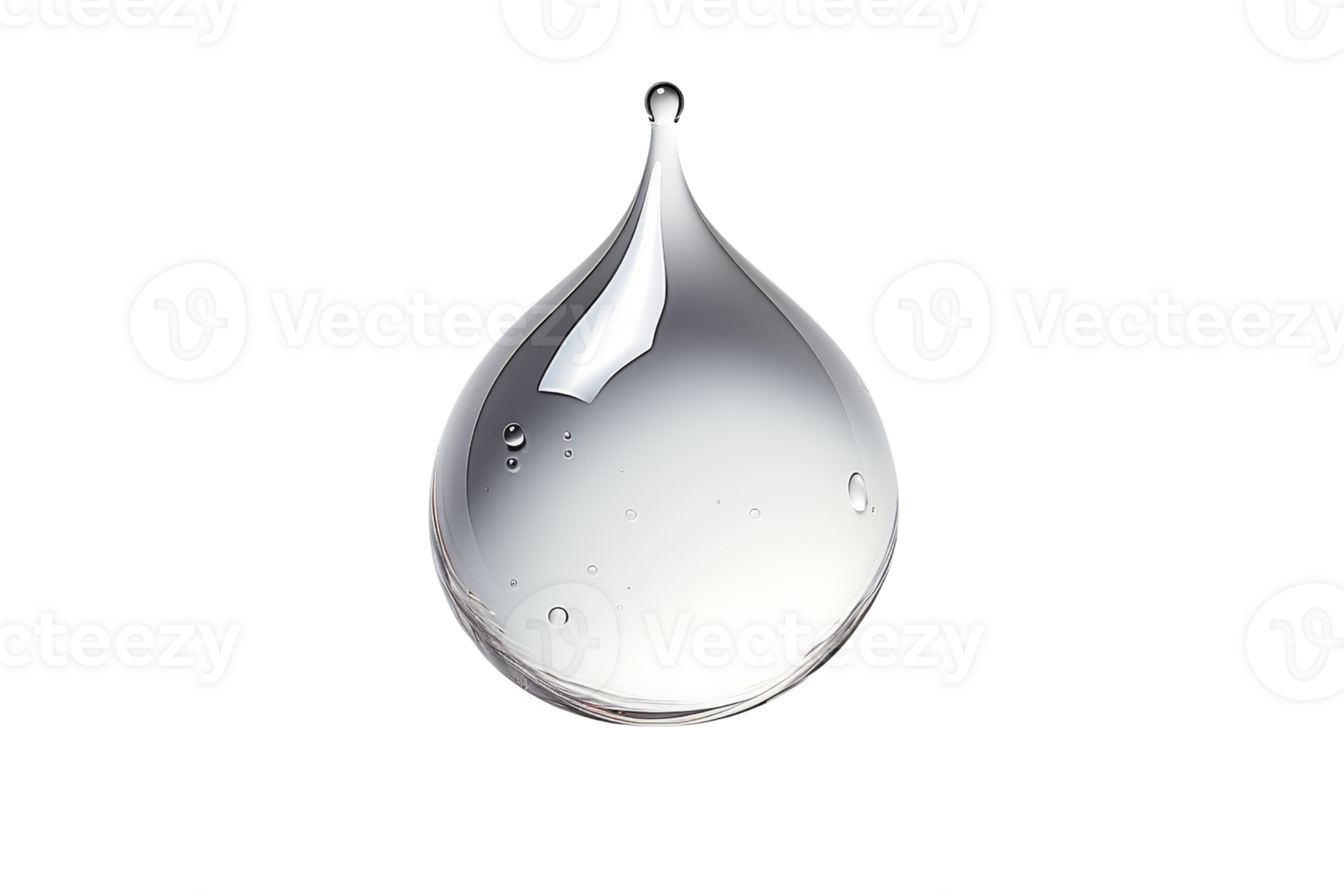 A clear liquid in a glass bottle with a droplet of water on top. The droplet is almost touching the edge of the bottle png