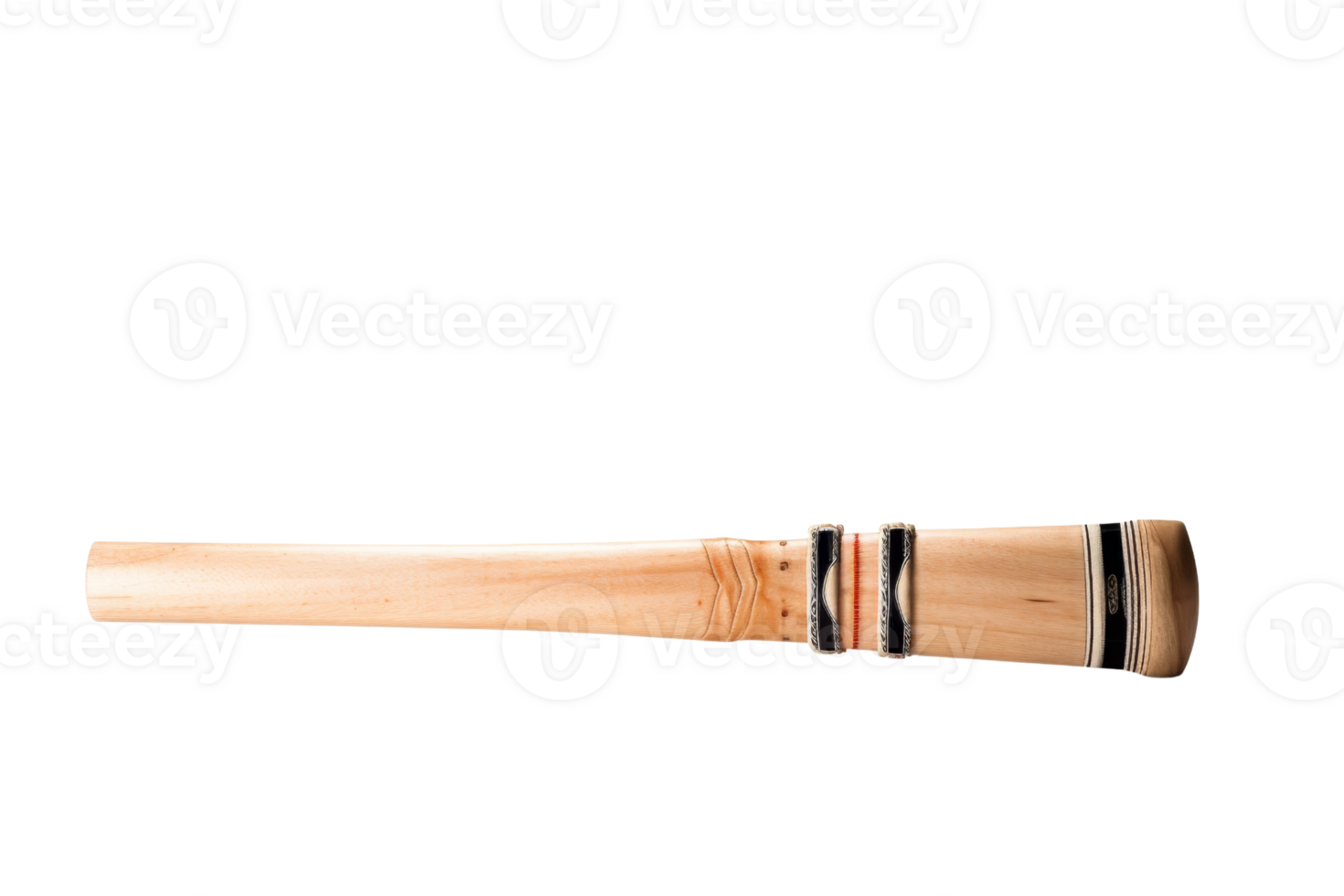 A wooden stick with a black and white stripe on it. The stick is long and thin. It is not a baseball bat png
