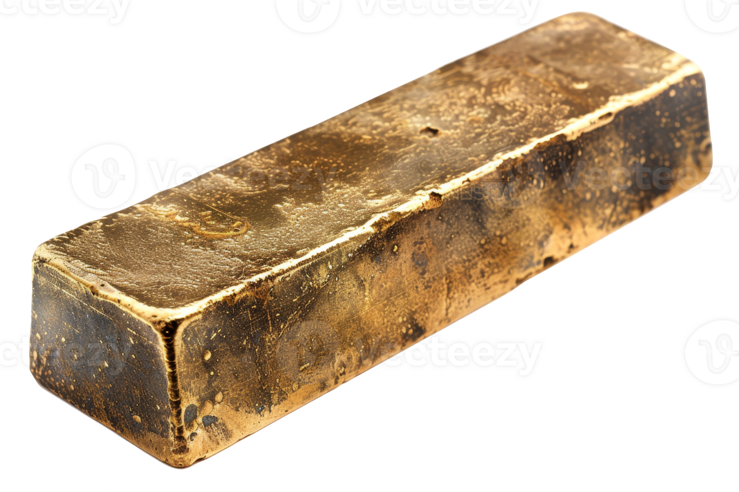 High-quality image of a pure gold bullion bar with a rustic, weathered surface. Perfect for finance, investment, or wealth-related topics. png