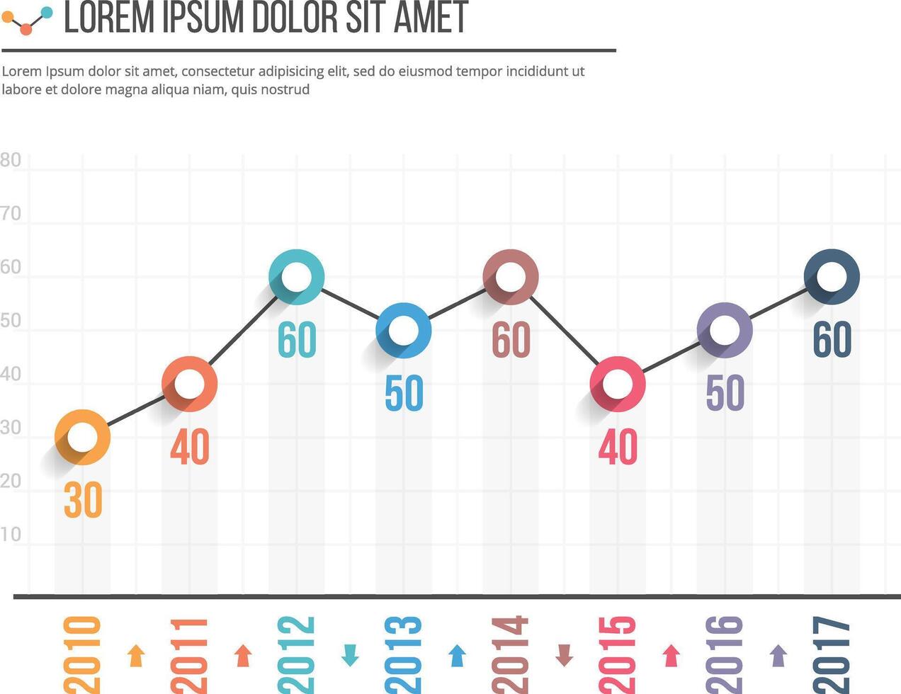 Line graph template, business infographics vector