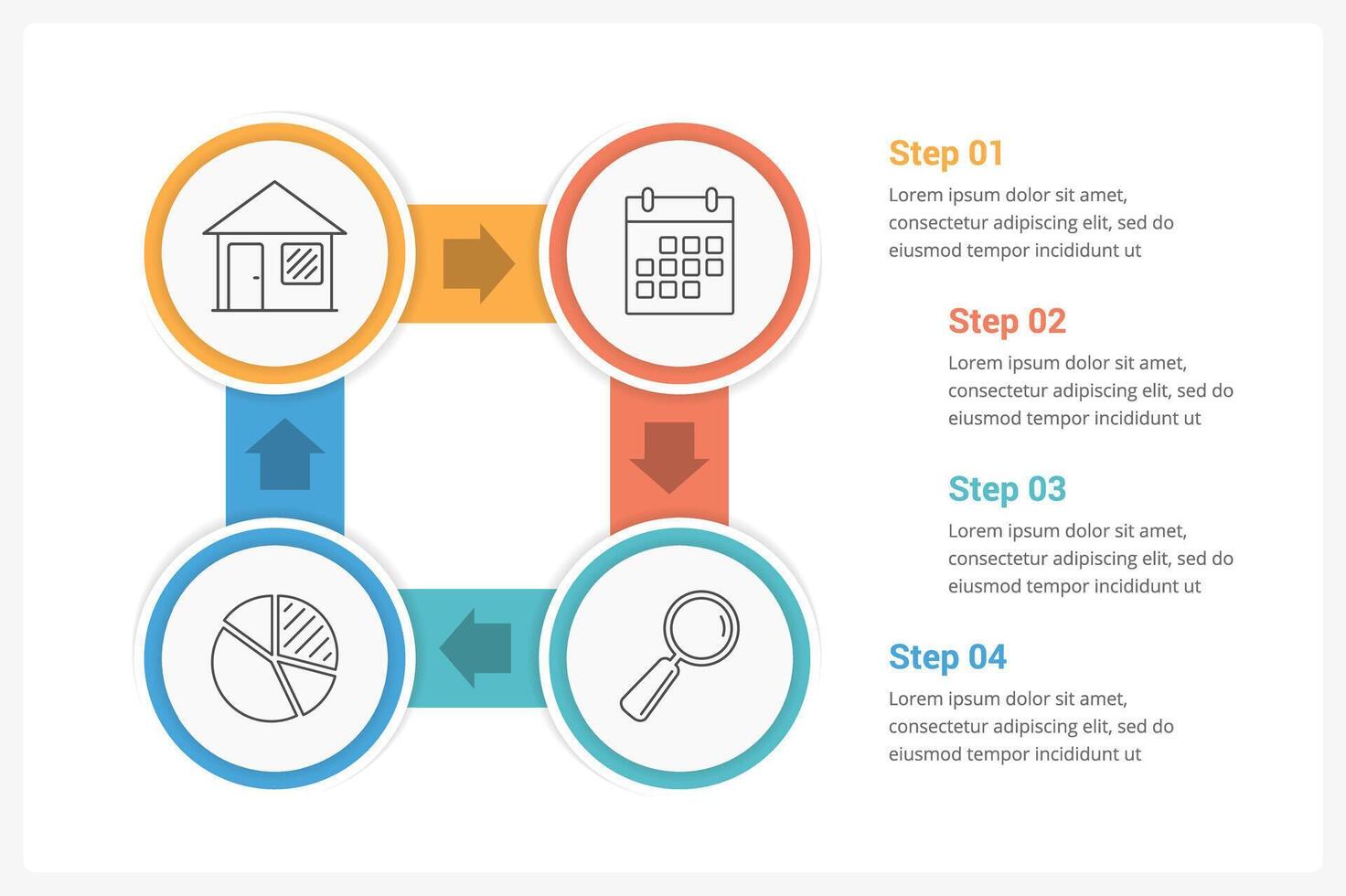 Circle infographics template with four elements vector