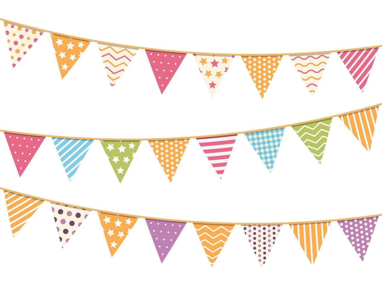 Different colorful bunting for decoration of invitations, greeting cards etc, bunting flags vector