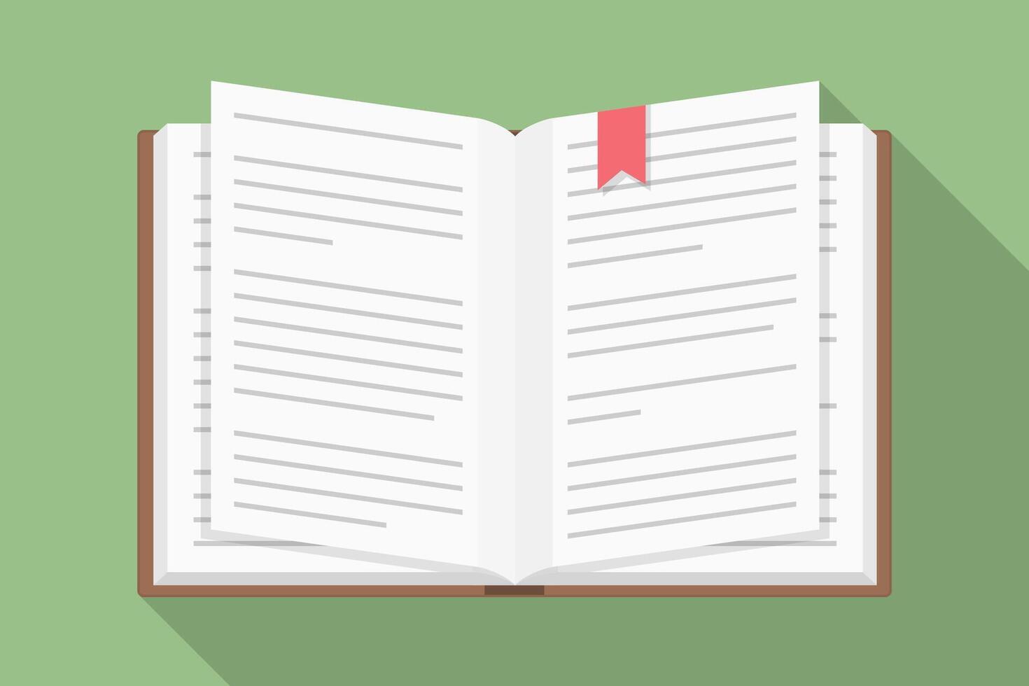 Open book, flat design with long shadow vector