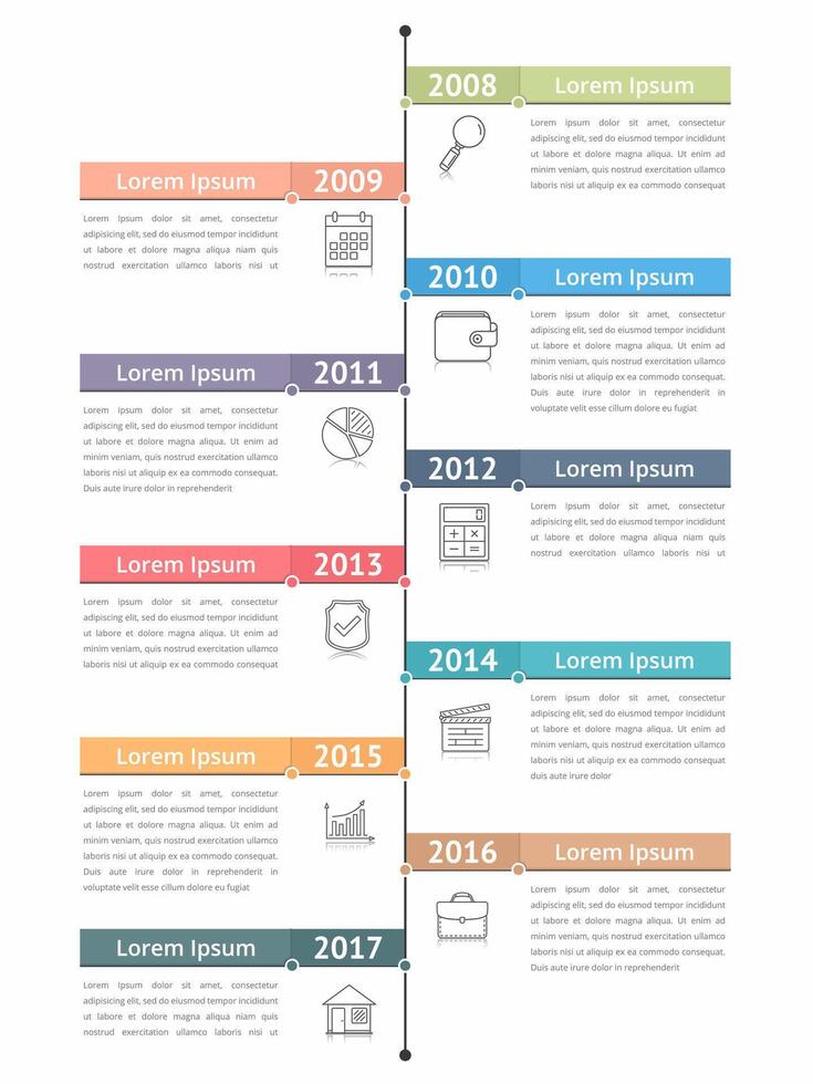 Vertical timeline infographics template, workflow or process diagram, flowchart vector