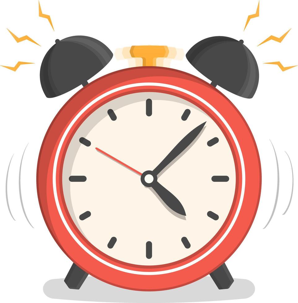 Red alarm clock, flat design vector