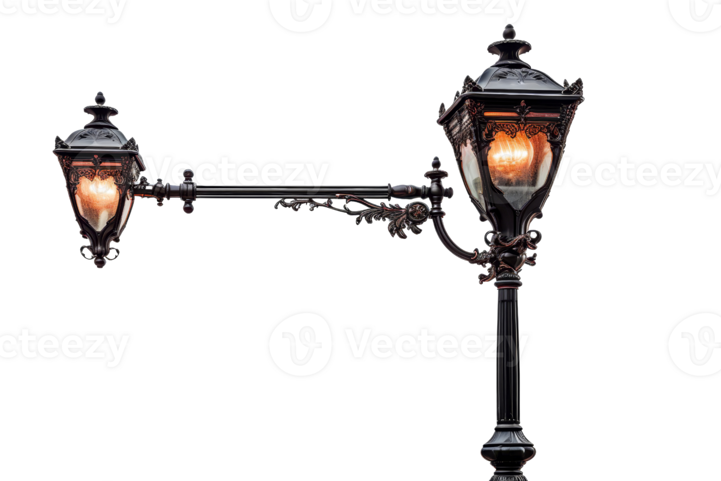 A street light with two lamps hanging from it png