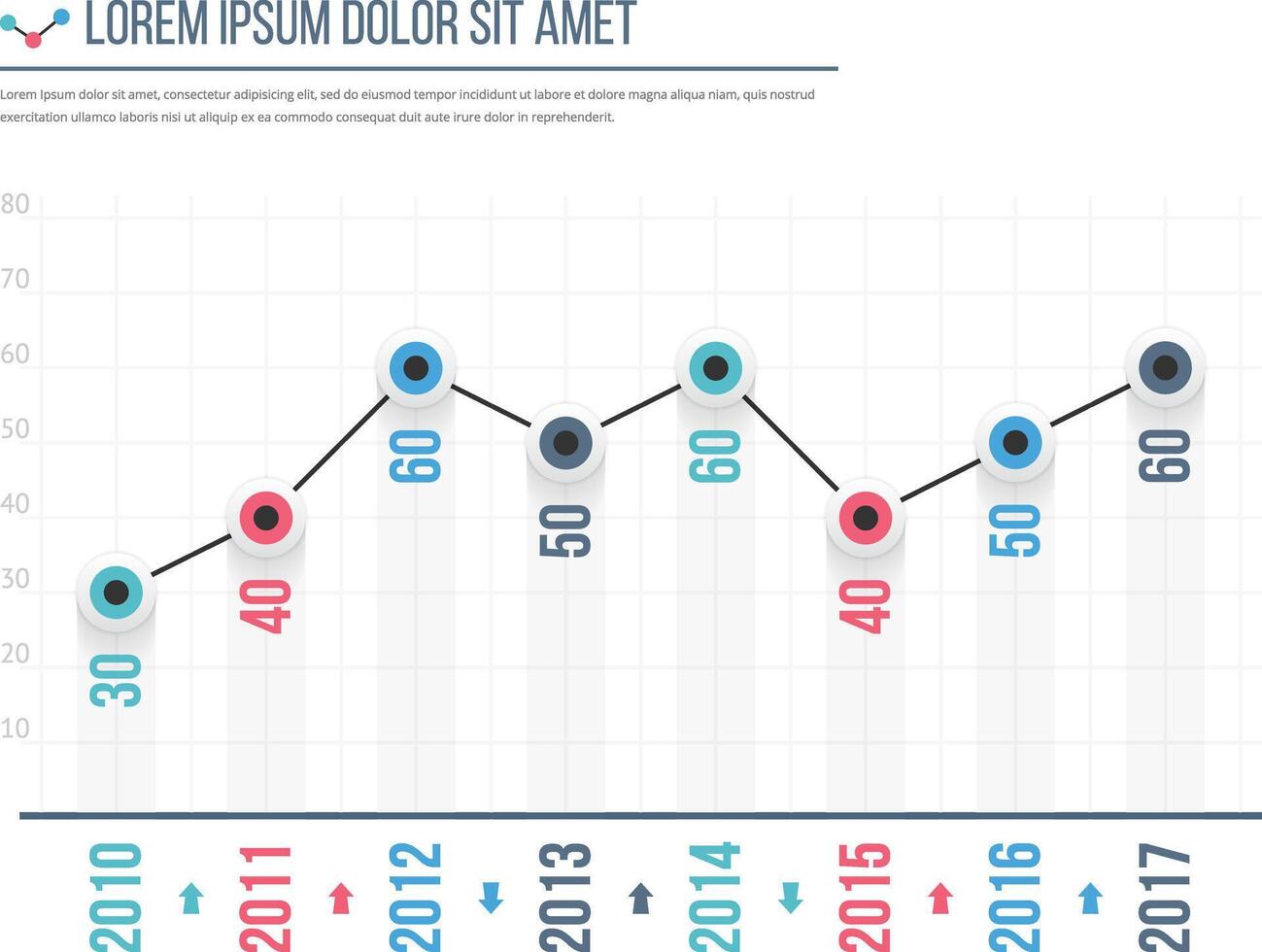 Line graph template, business infographics vector