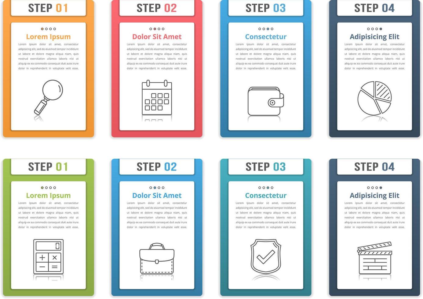 Set of infographic elements with numbers, line icons and place for your text, can be used as workflow, process, steps or options vector