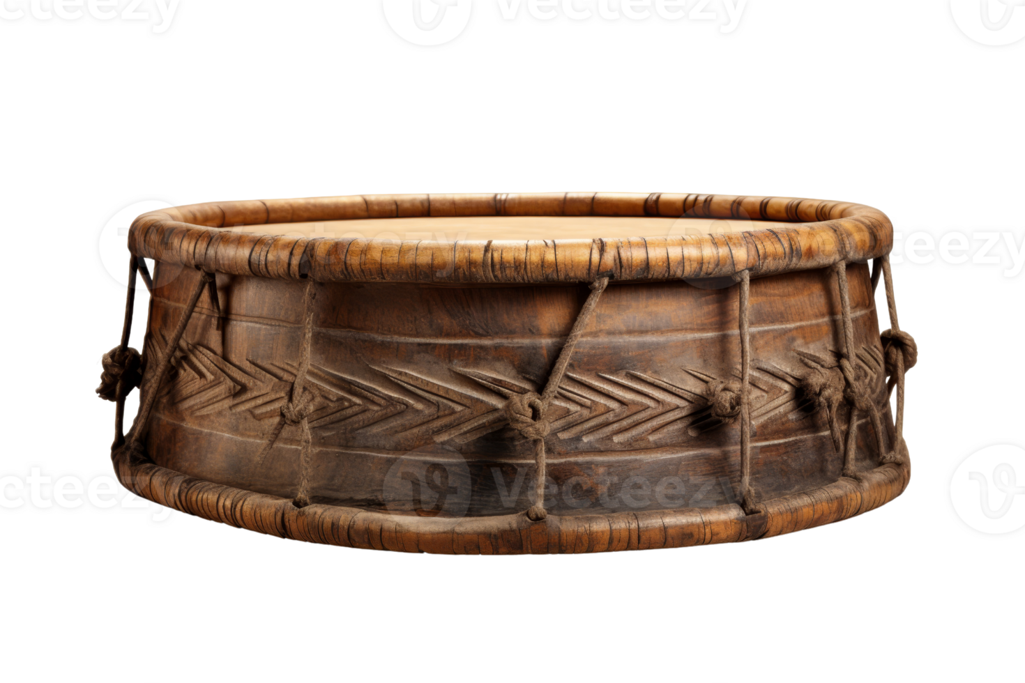 A large wooden drum with a rope around it. The drum is old and has a rustic look to it png
