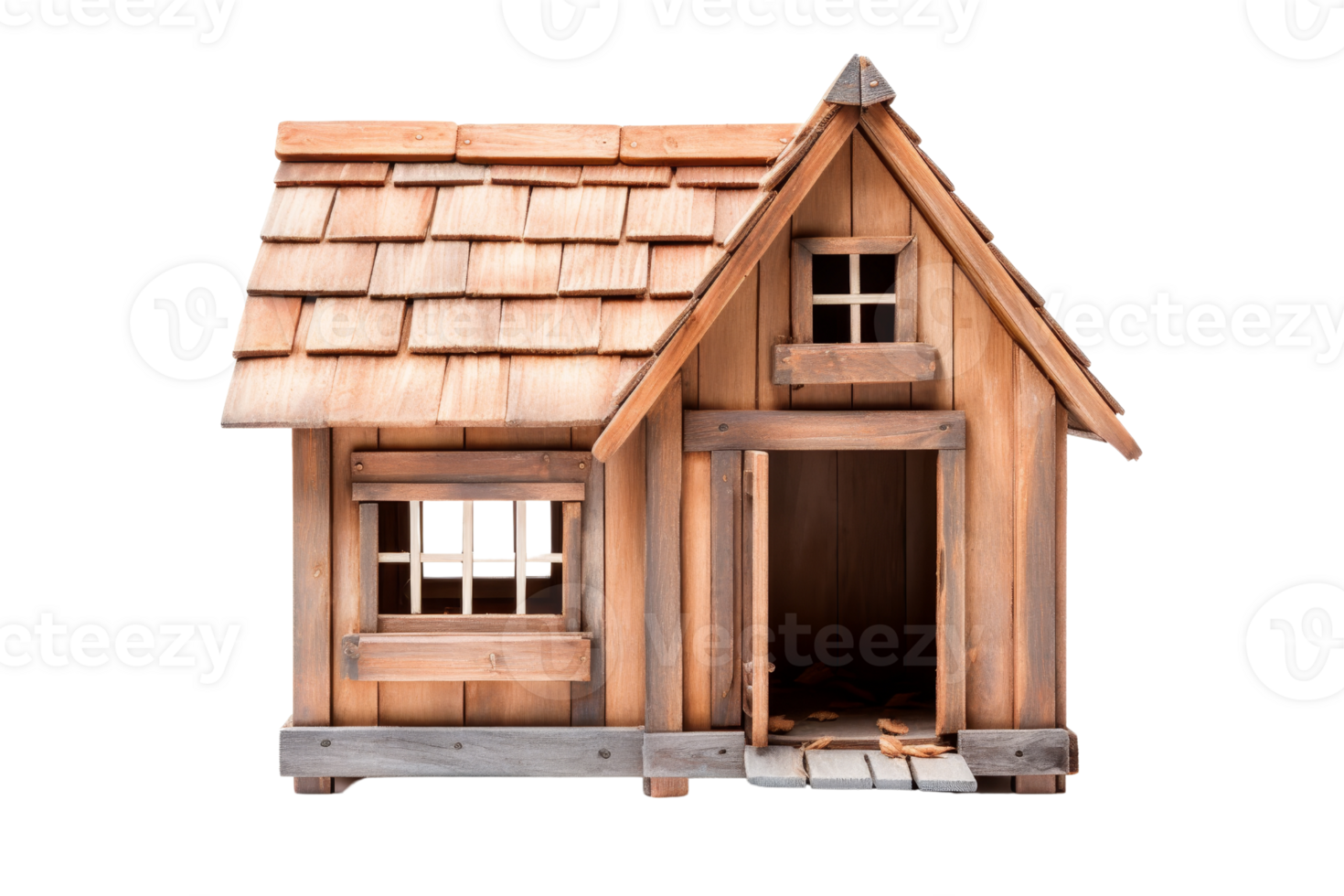 A small wooden house with a slanted roof and a window. The house is empty and he is abandoned png