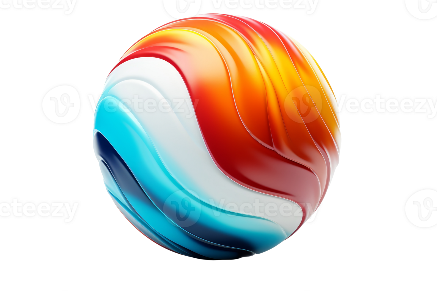 A colorful ball with blue, red, and white stripes. The ball is round and has a smooth surface png