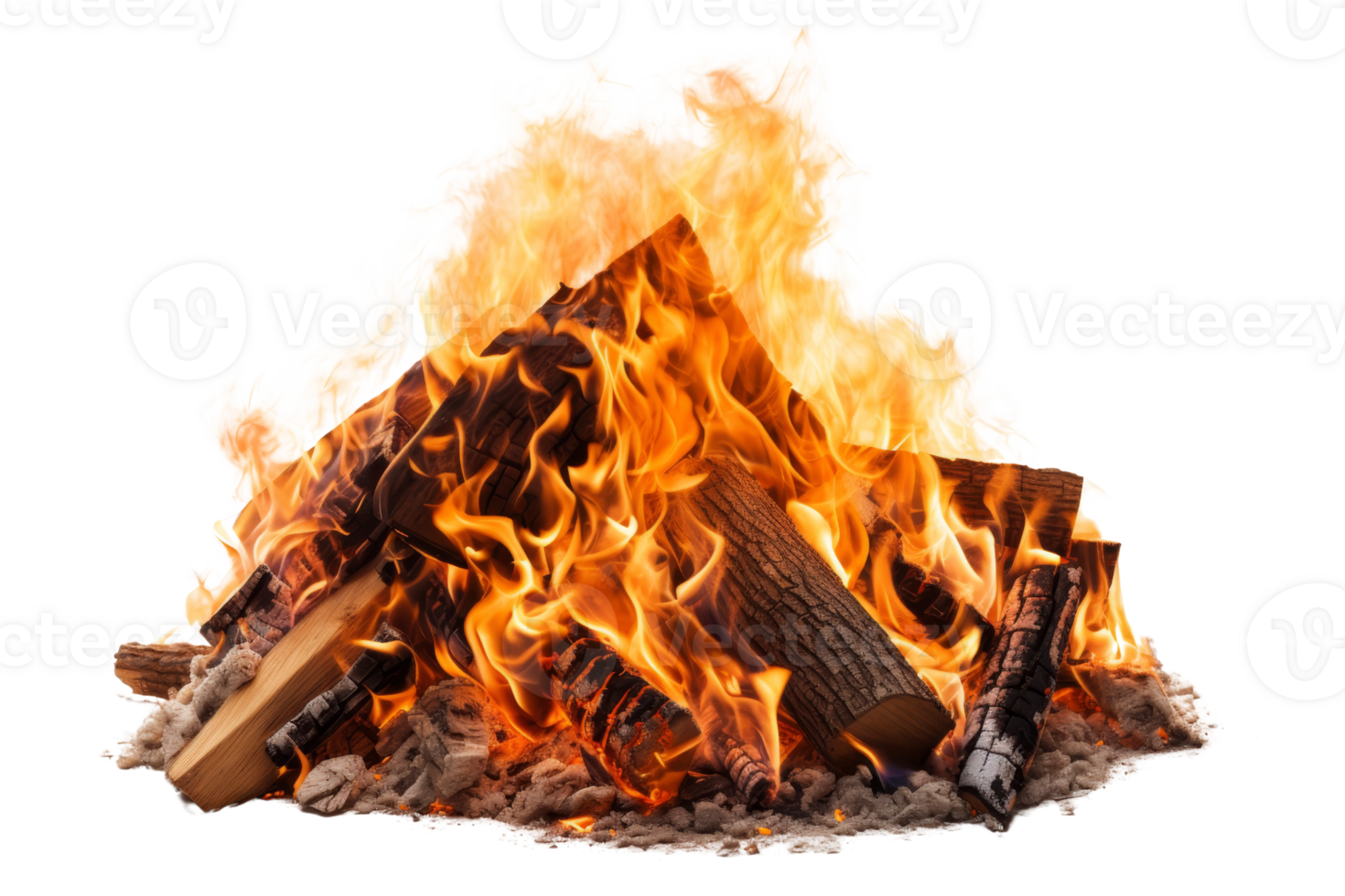 A pile of burning wood with flames shooting up from it. The fire is hot and bright, and the wood is charred and blackened. The scene is intense and dramatic, with the flames creating a sense of danger png