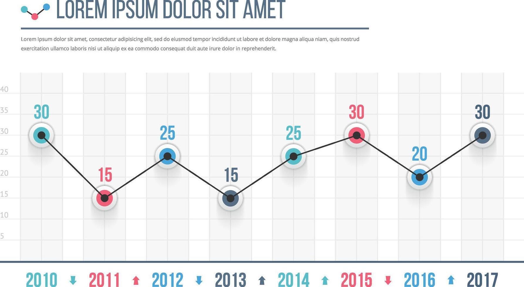 Line graph template, business infographics vector