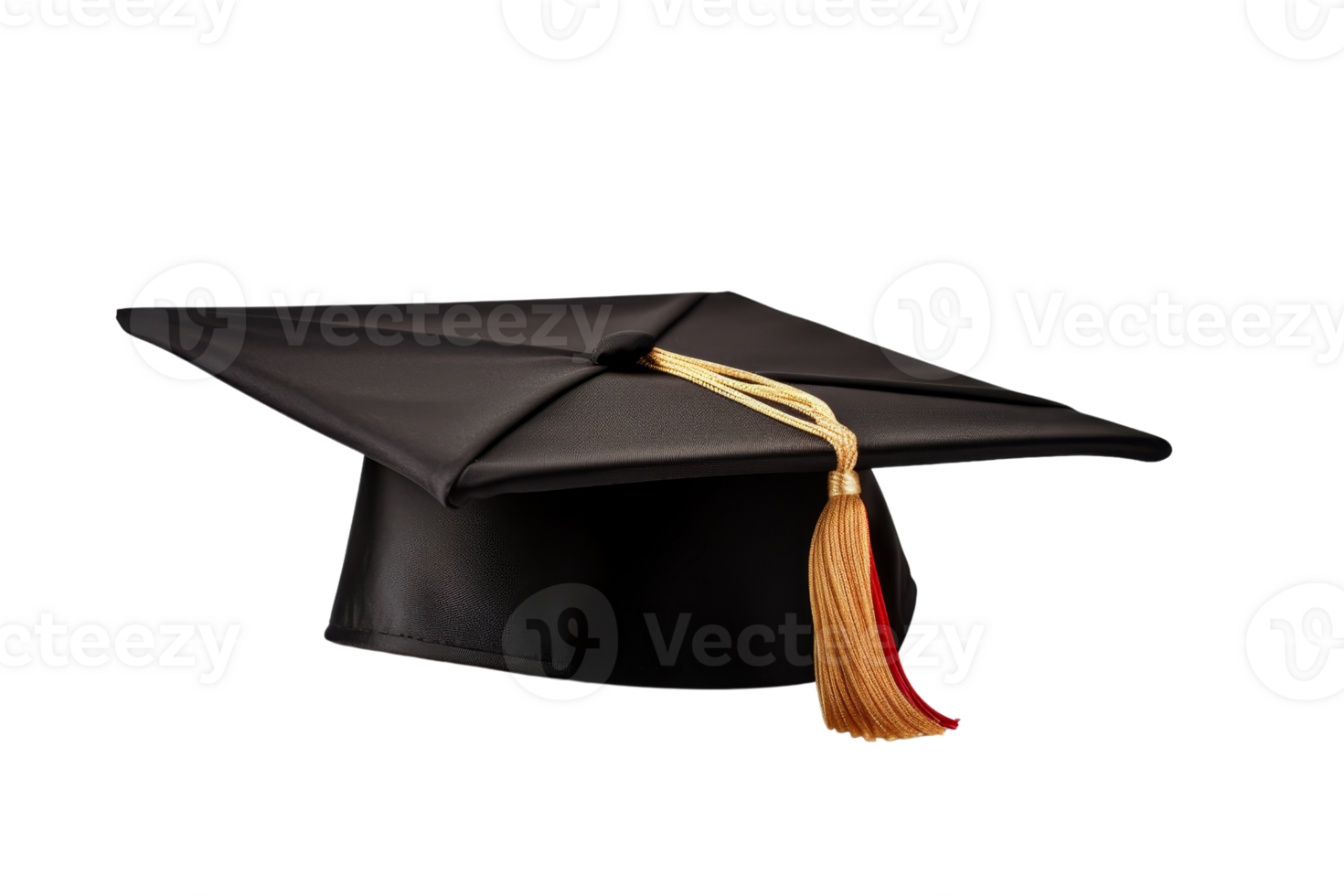 Black graduation cap with tassel on a transparent background. symbolizing education, achievement, and success in academia. png