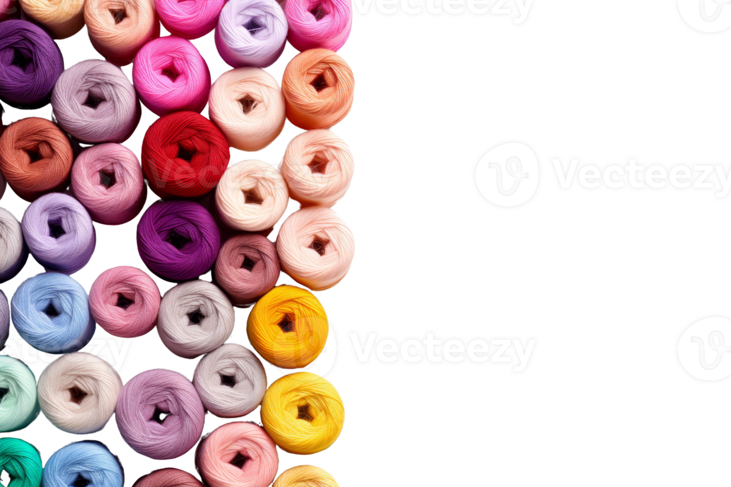 A bunch of colorful yarns are displayed in a row. The colors are bright and vibrant, creating a cheerful and lively atmosphere. The arrangement of the yarns suggests a sense of abundance and variety png