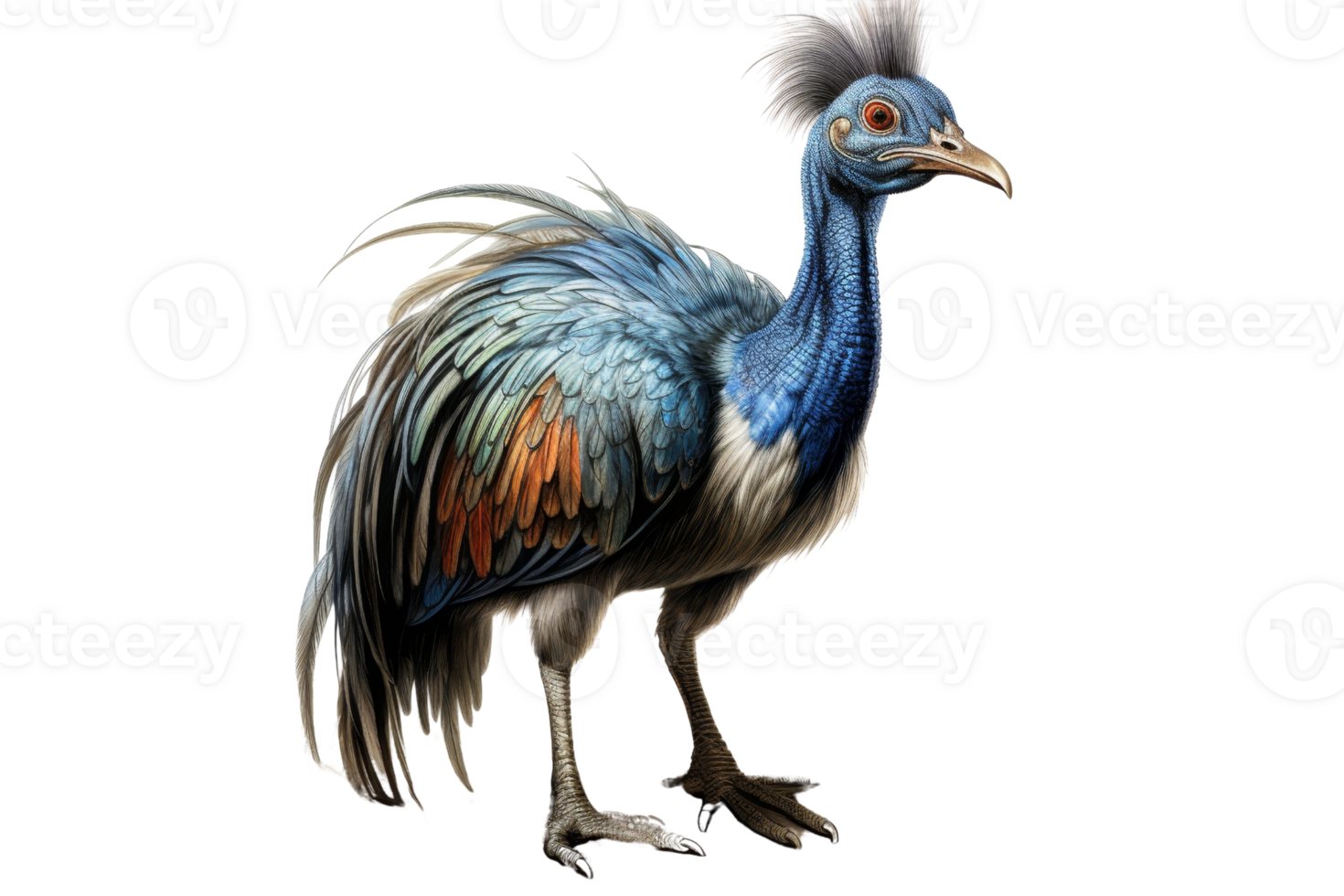 A vibrant, colorful exotic bird with striking plumage, showcasing a mix of blue, orange, and gray feathers. Perfect for nature and wildlife themes. png