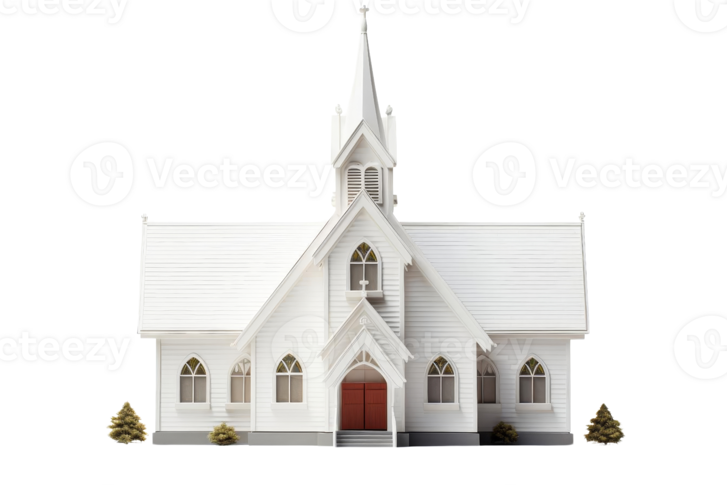 un blanco Iglesia con un rojo puerta y un campanario. el Iglesia es muy grande y tiene muchos ventanas png