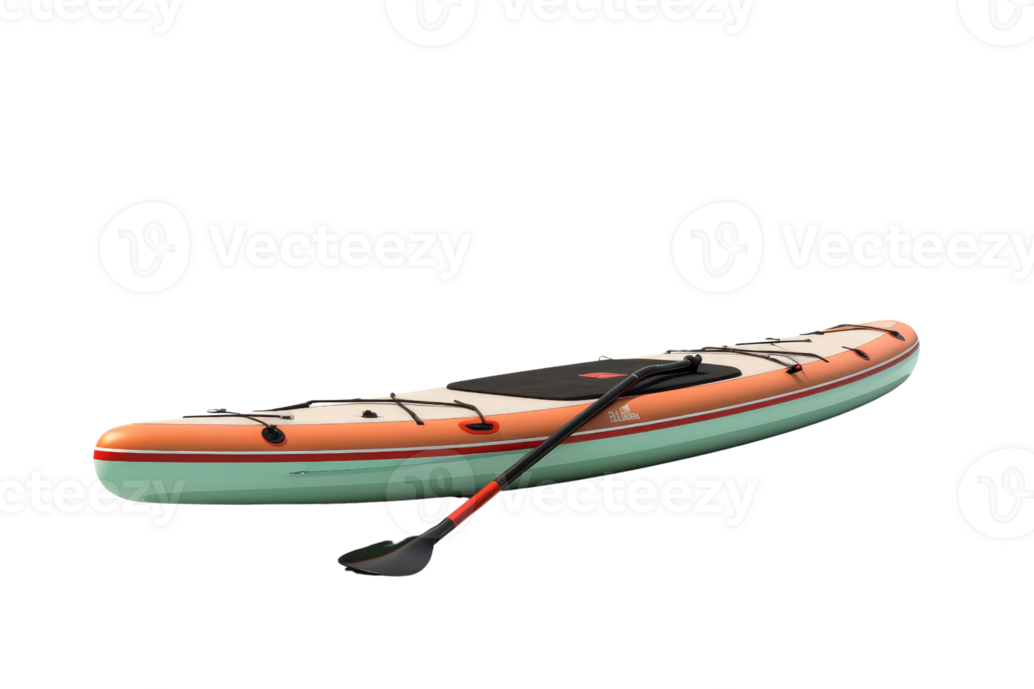 A paddle board with a black paddle on it png