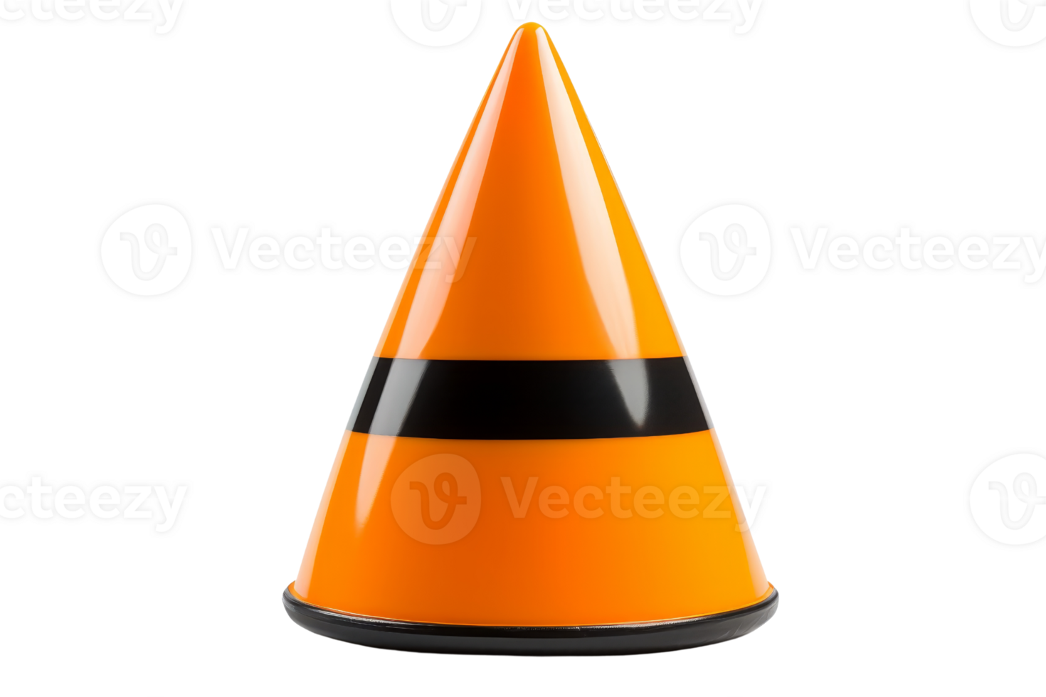 A cone shaped orange object with black stripes png