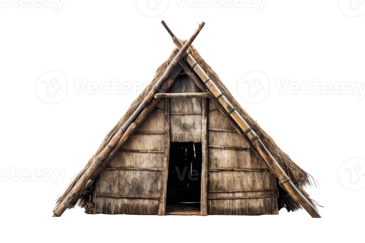 A small hut made of straw and wood. The hut is old and has a rustic appearance png