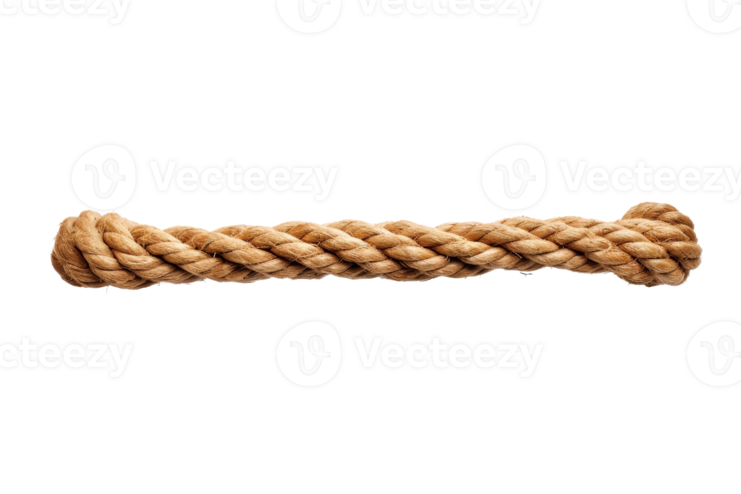 Isolated image of a thick brown rope with a knot on one end. Ideal for nautical, DIY, and adventure-themed projects. png