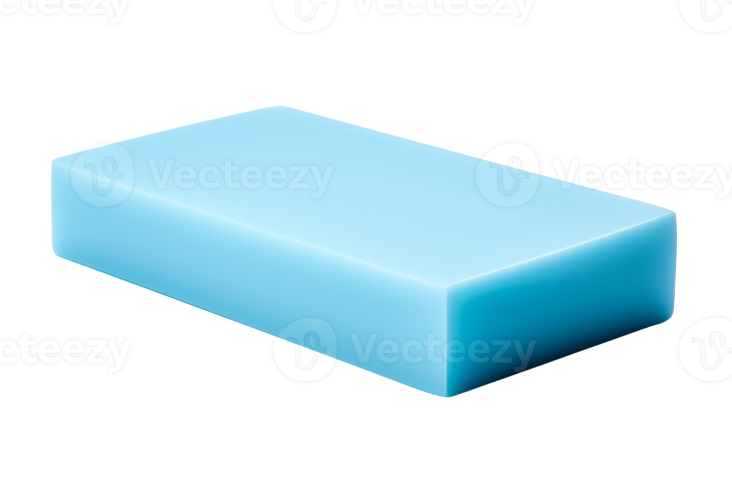 High-quality image of a blue rectangular sponge against a transparent background. Perfect for household cleaning and commercial use. png