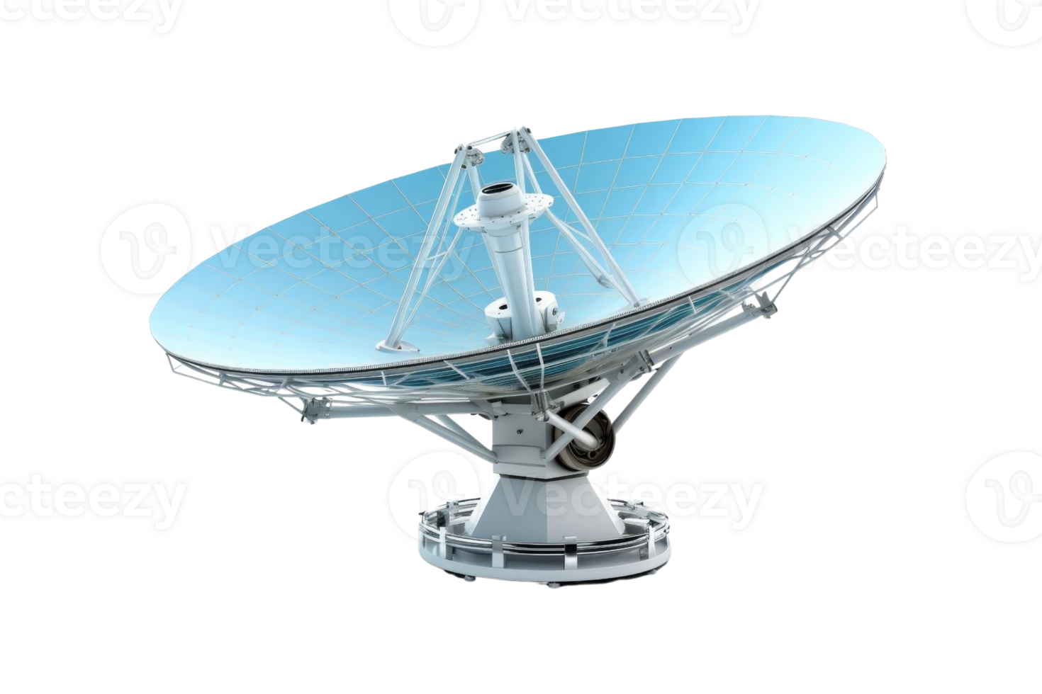 High-quality image of a satellite dish isolated on a transparent background. ideal for communication, technology, and broadcasting themes. png