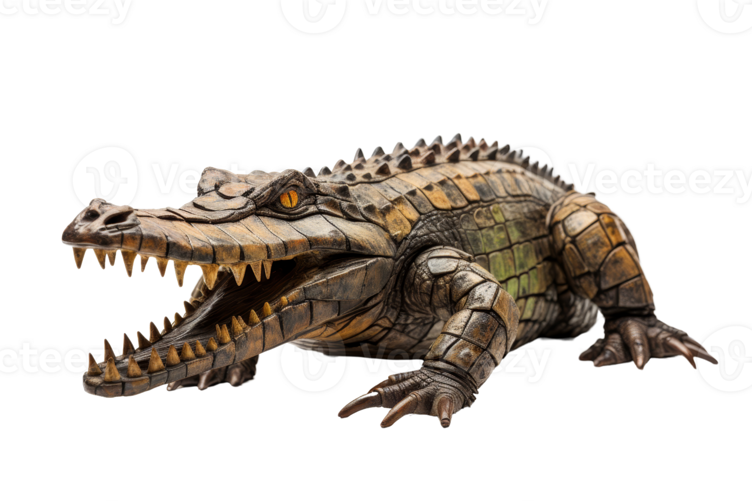 A crocodile is shown with its mouth open, looking at the camera. The crocodile is large and has a menacing appearance png