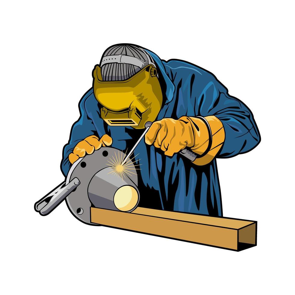 welder at work illustration logo design vector