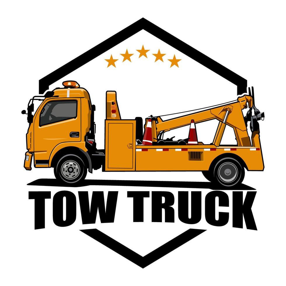 TOW TRUCK SERVICE LOGO ILLUSTRATION DESIGN vector