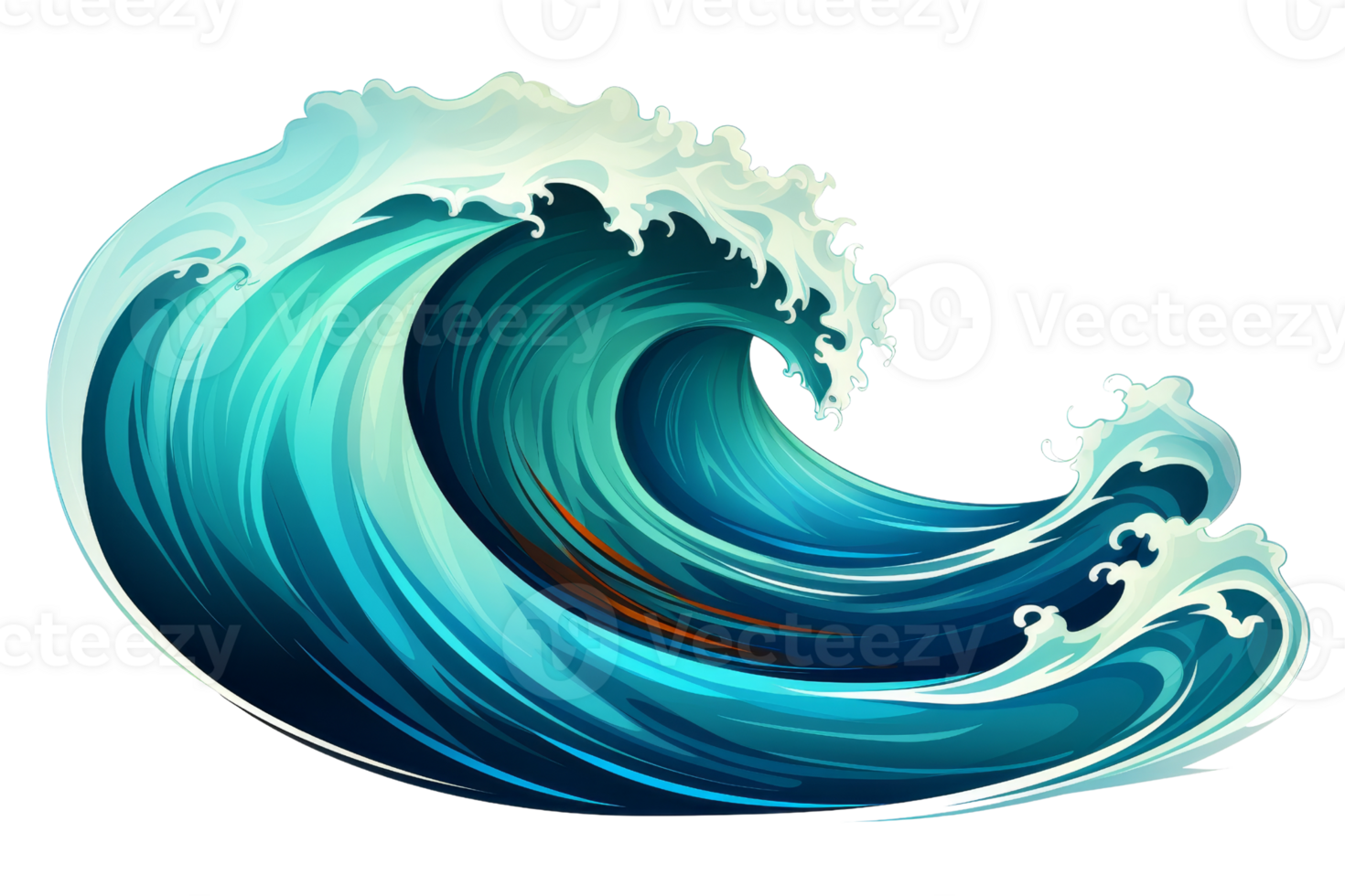 levendig illustratie van een krachtig oceaan Golf, vastleggen de dynamisch beweging en energie van de zee in verbijsterend blauw tinten. png