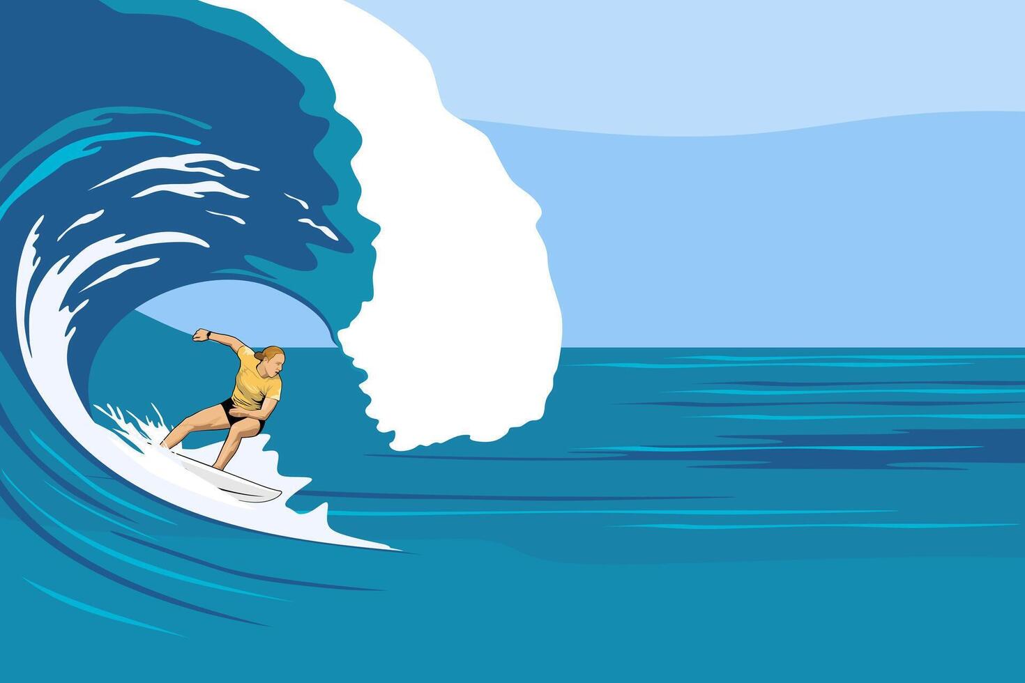 Riding the Giant Wave beach illustration design art vector