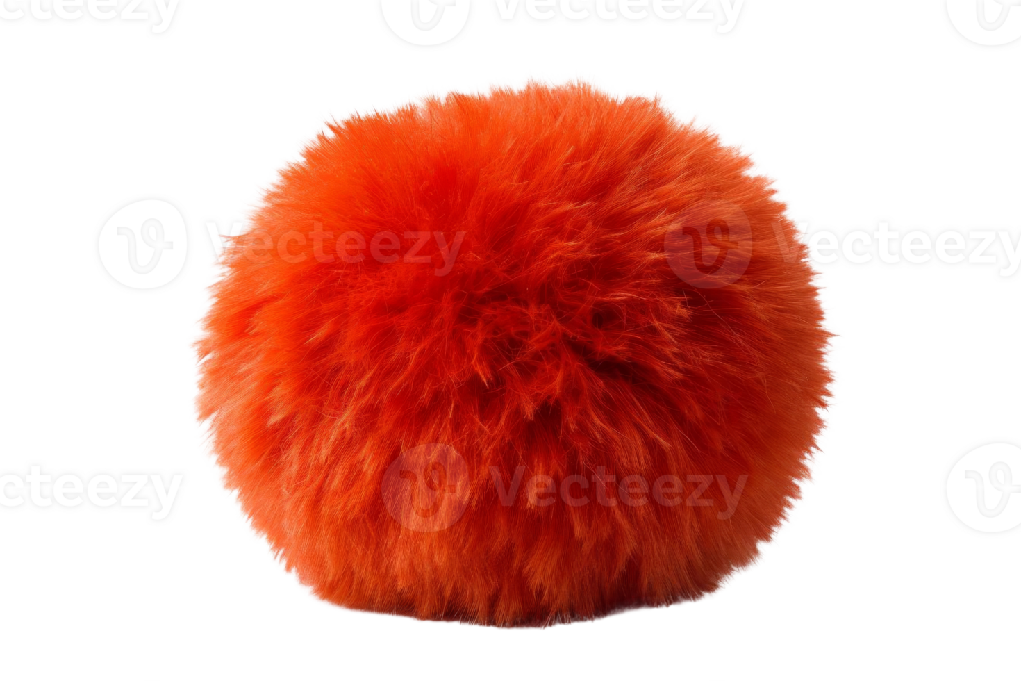 Vibrant orange fluffy pom-pom isolated on a transparent background. Ideal for crafts, decorations, and playful projects. png