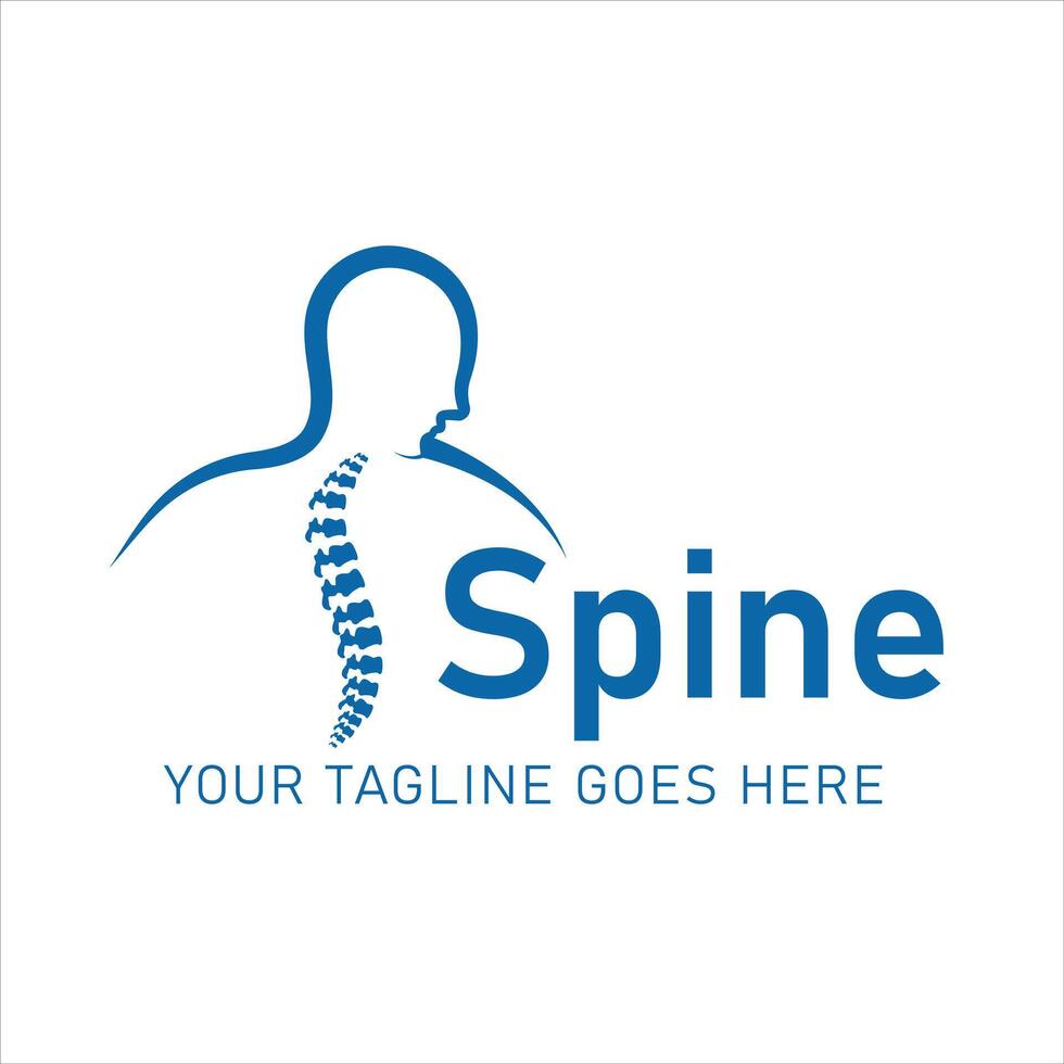 Logo with illustration of spine and human profile, designed to represent healthcare services focusing on spine, orthopedics and posture. Suitable for clinics, hospitals vector