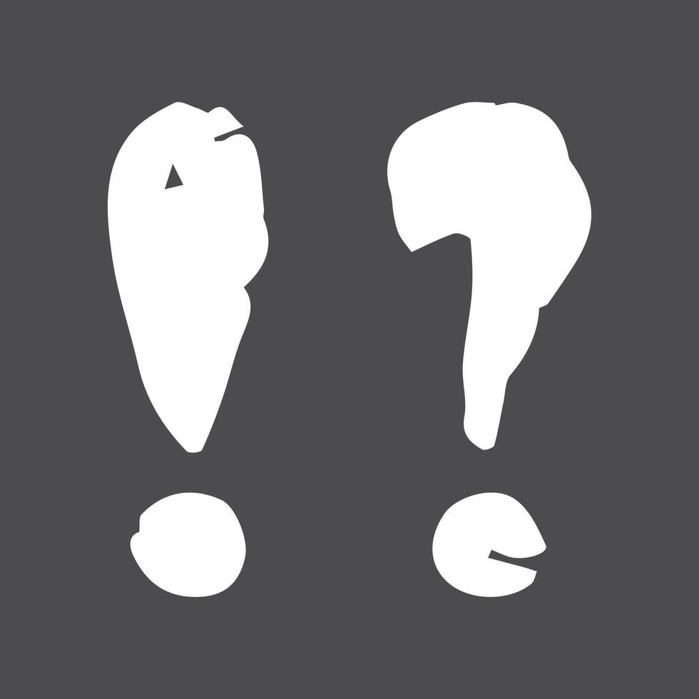 Chalk question and exclamation mark. Crayon hand drawn marks. Doodle brush illustration on black background vector