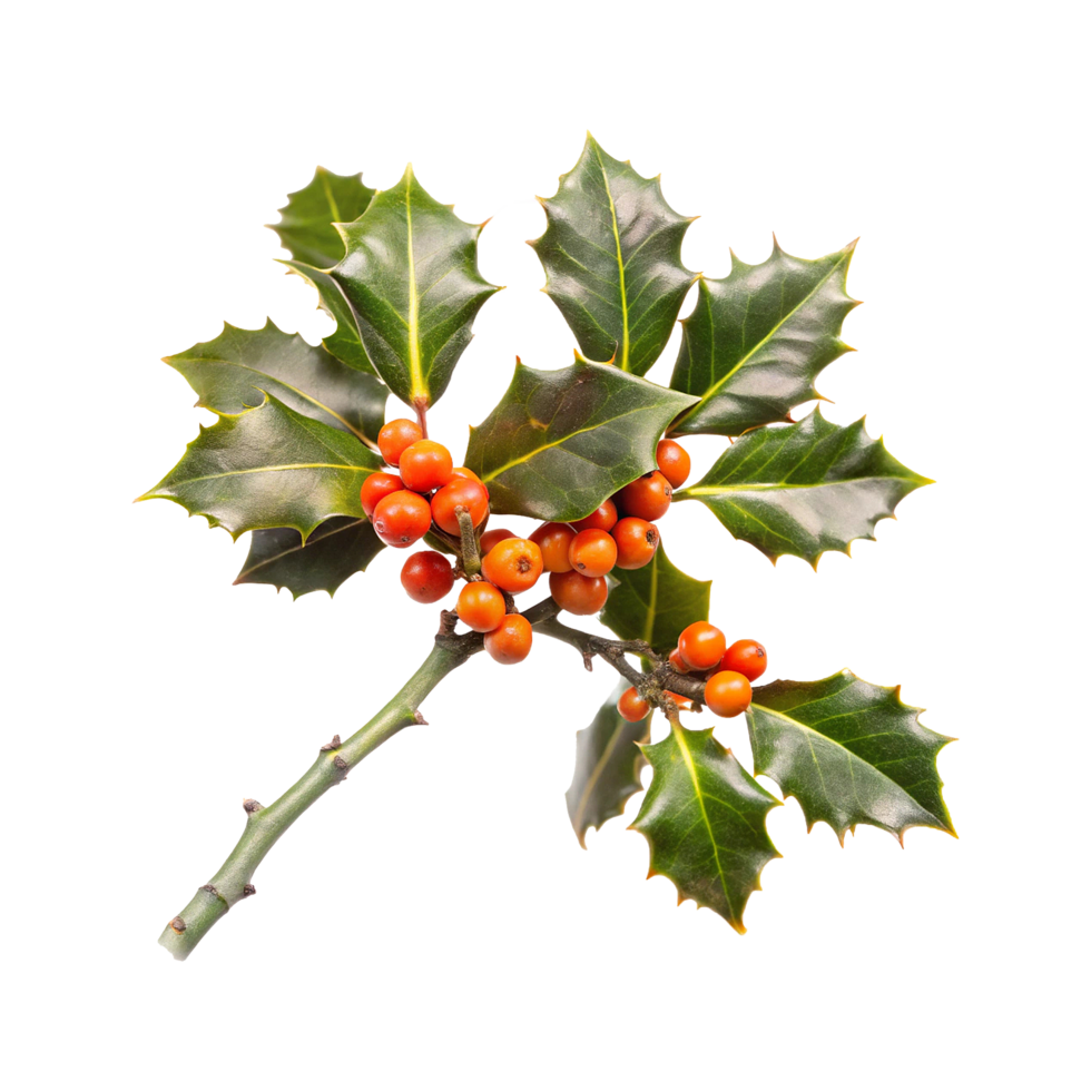 A branch of holly with berries on it png