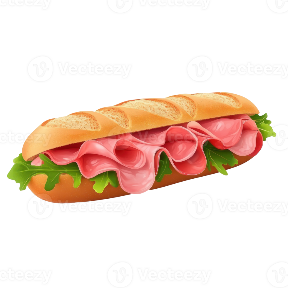 a sandwich with meat and lettuce png
