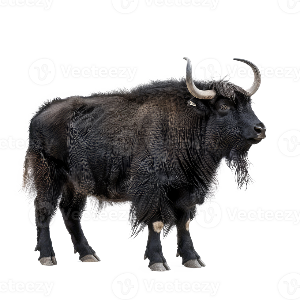 Yak side view full body isolate on transparency background png