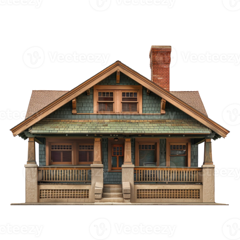 Craftsman House front view full length isolate on transparency background png