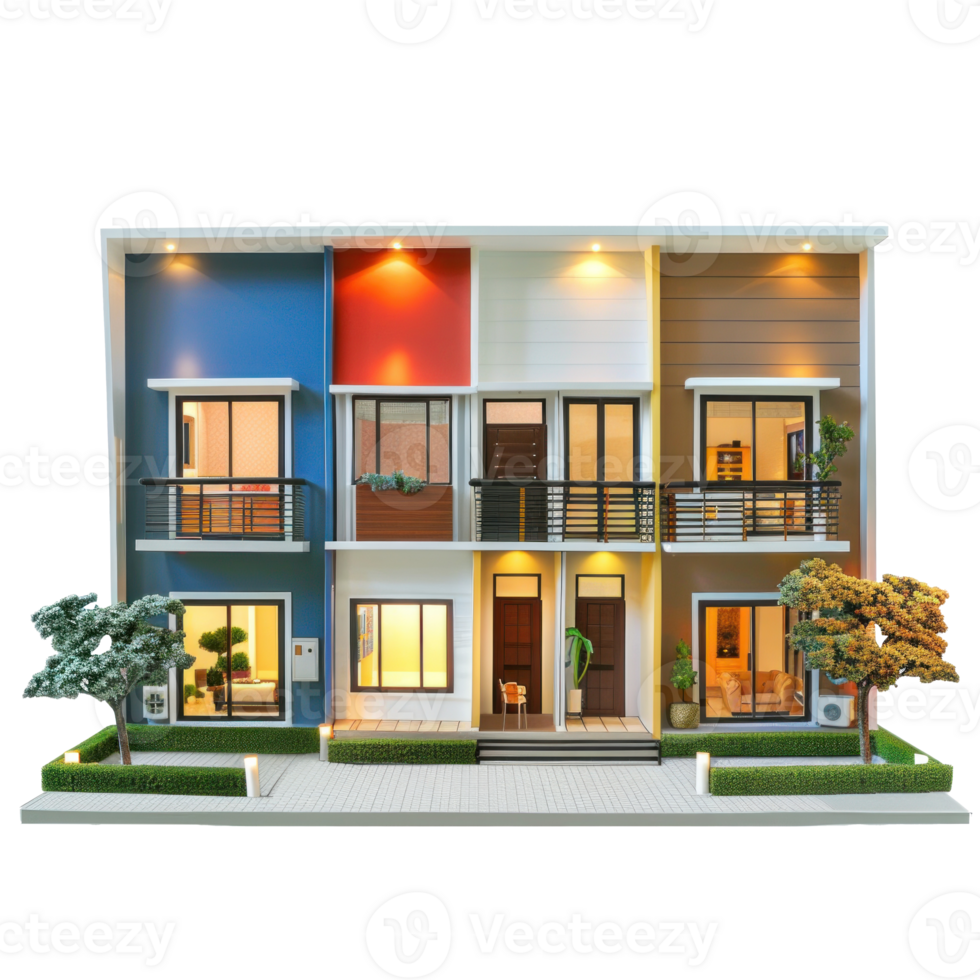 Row House isolate on transparency background png