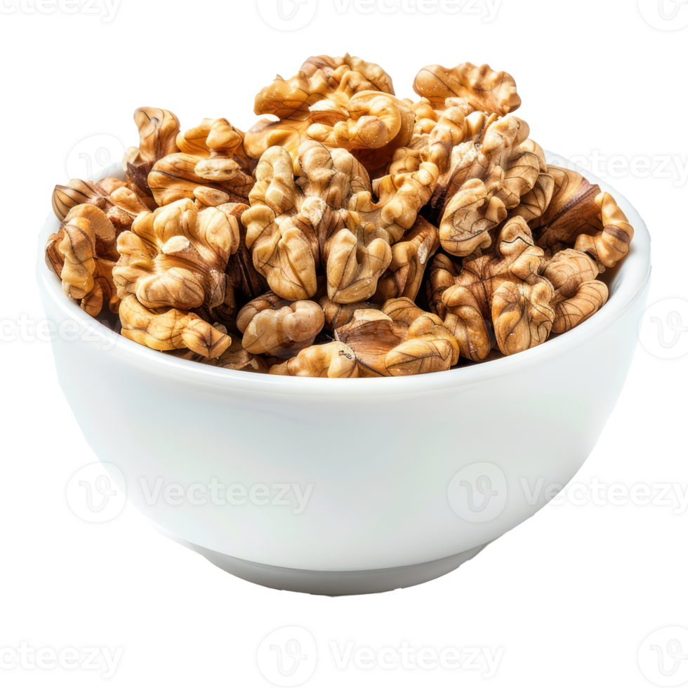 Walnuts in a bowl isolate on transparency background png