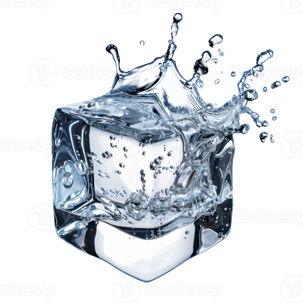 floating cube water isolate on transparency background png