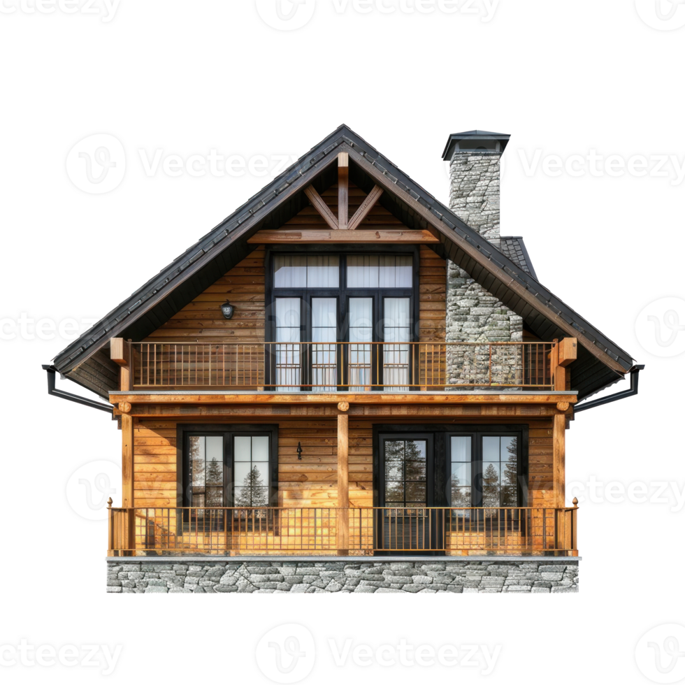 Chalet front view full length isolate on transparency background png