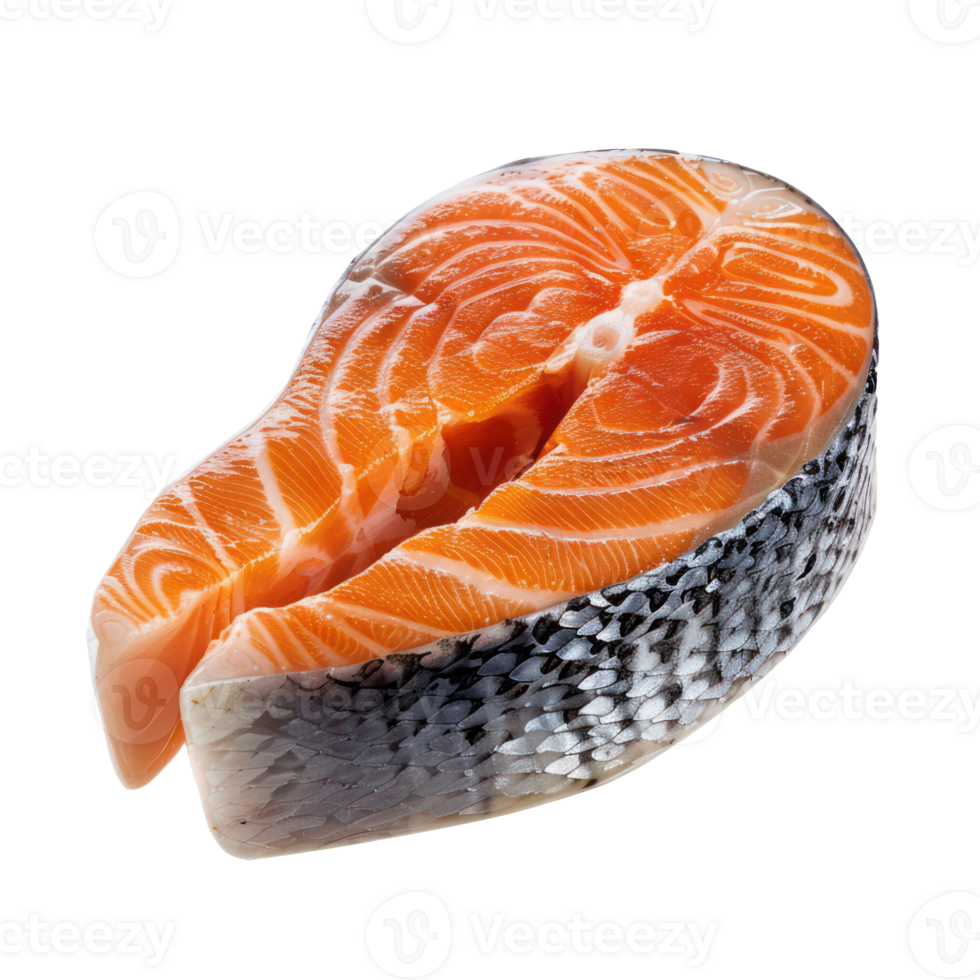 floating raw salmon fish meat isolate on transparency background png