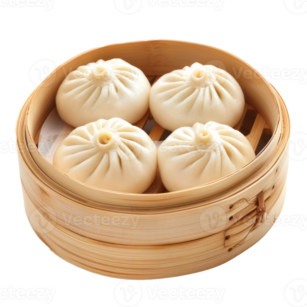 Chinese steamed buns, studio shot isolate on transparency background png